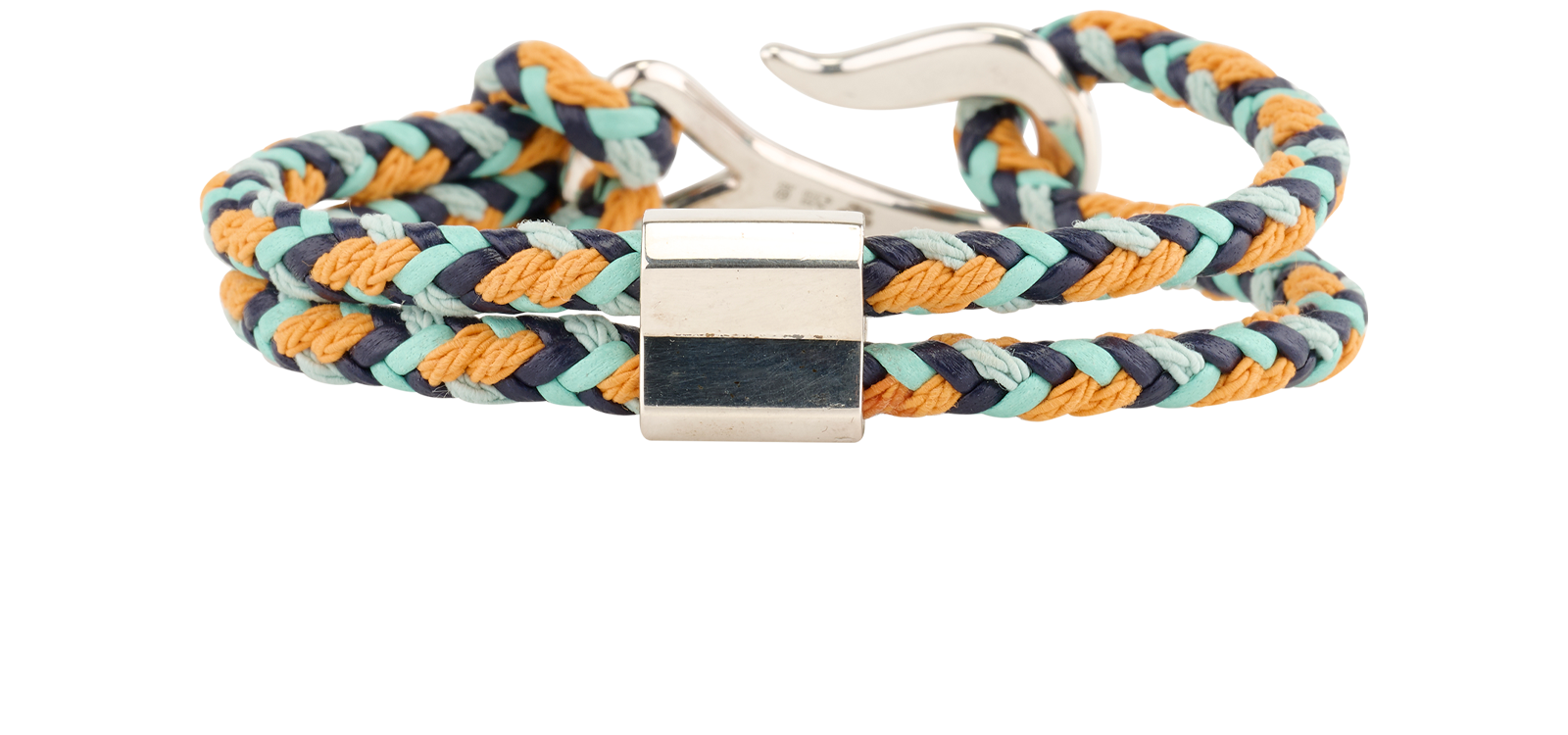Bottega Veneta Braided Bracelet, &pound;210, Jewellery, Green, Leather/Silver, Back view
