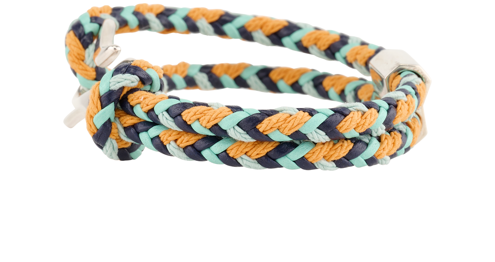 Bottega Veneta Braided Bracelet, &pound;210, Jewellery, Green, Leather/Silver, Bottom view