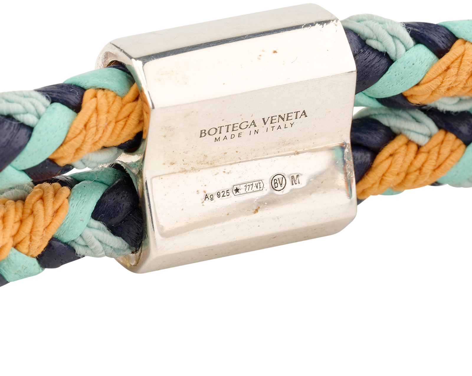Bottega Veneta Braided Bracelet, &pound;210, Jewellery, Green, Leather/Silver, Other view
