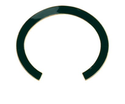 Bottega Veneta Cuff Bangle, &pound;260, Jewellery, Green, Enamel Coated Ceramic/Yellow Gold Plated, Front view