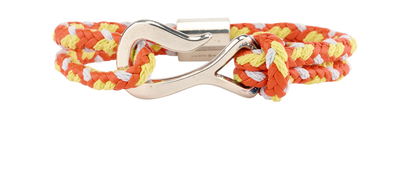 Bottega Veneta Braided Bracelet, &pound;210, Jewellery, Orange, Leather/Silver, Front view