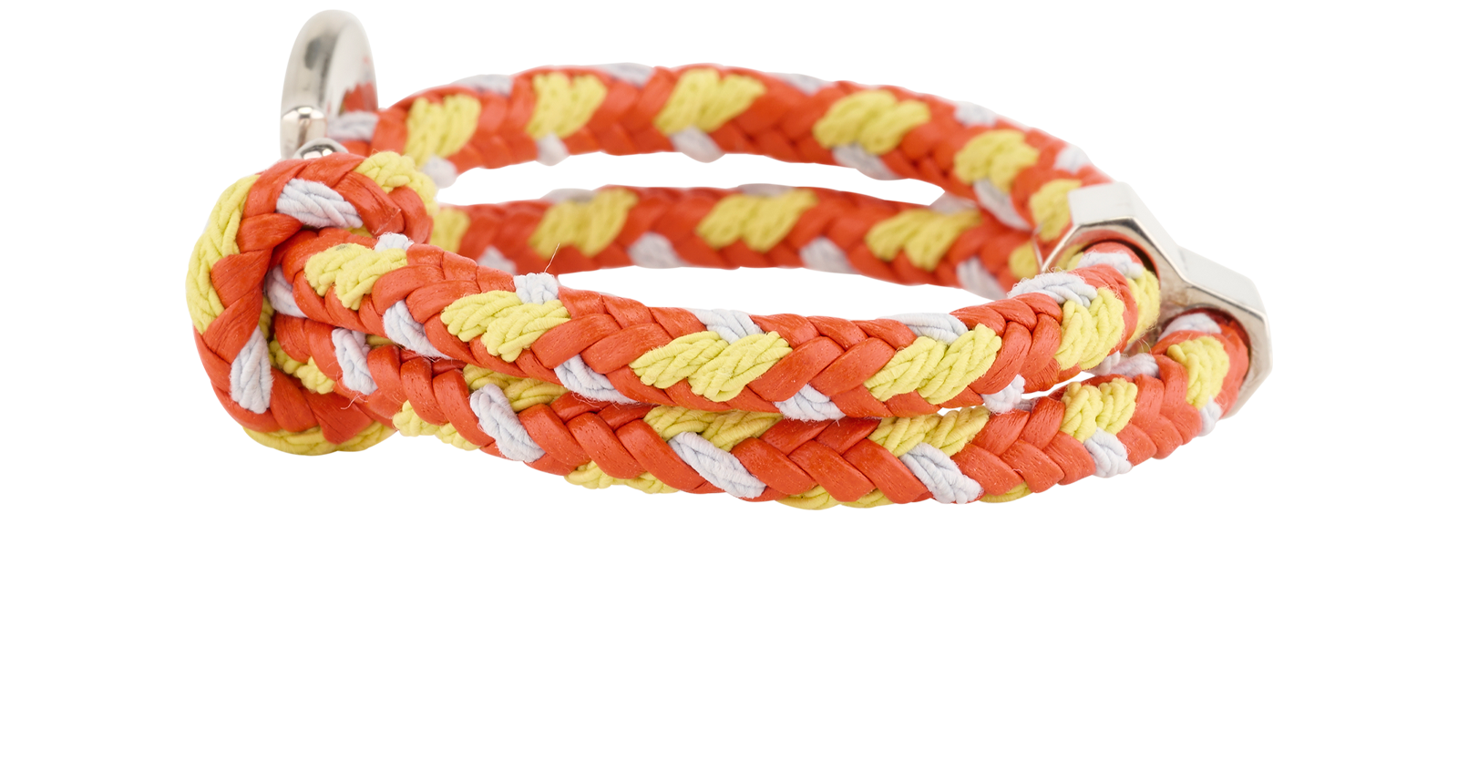 Bottega Veneta Braided Bracelet, &pound;210, Jewellery, Orange, Leather/Silver, Bottom view