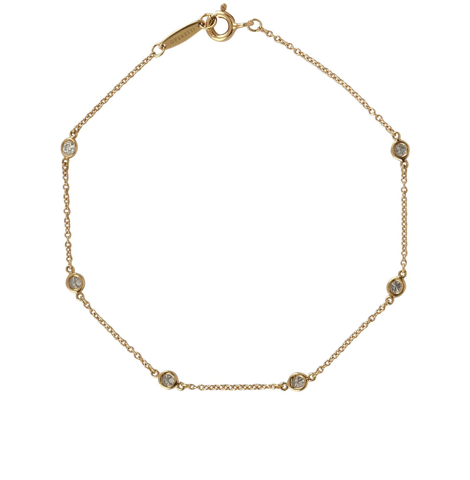 Tiffany & Co Elsa Peretti Diamonds By The Yard Bracelet, &pound;2,100, Jewellery, Gold, Yellow Gold, Back view