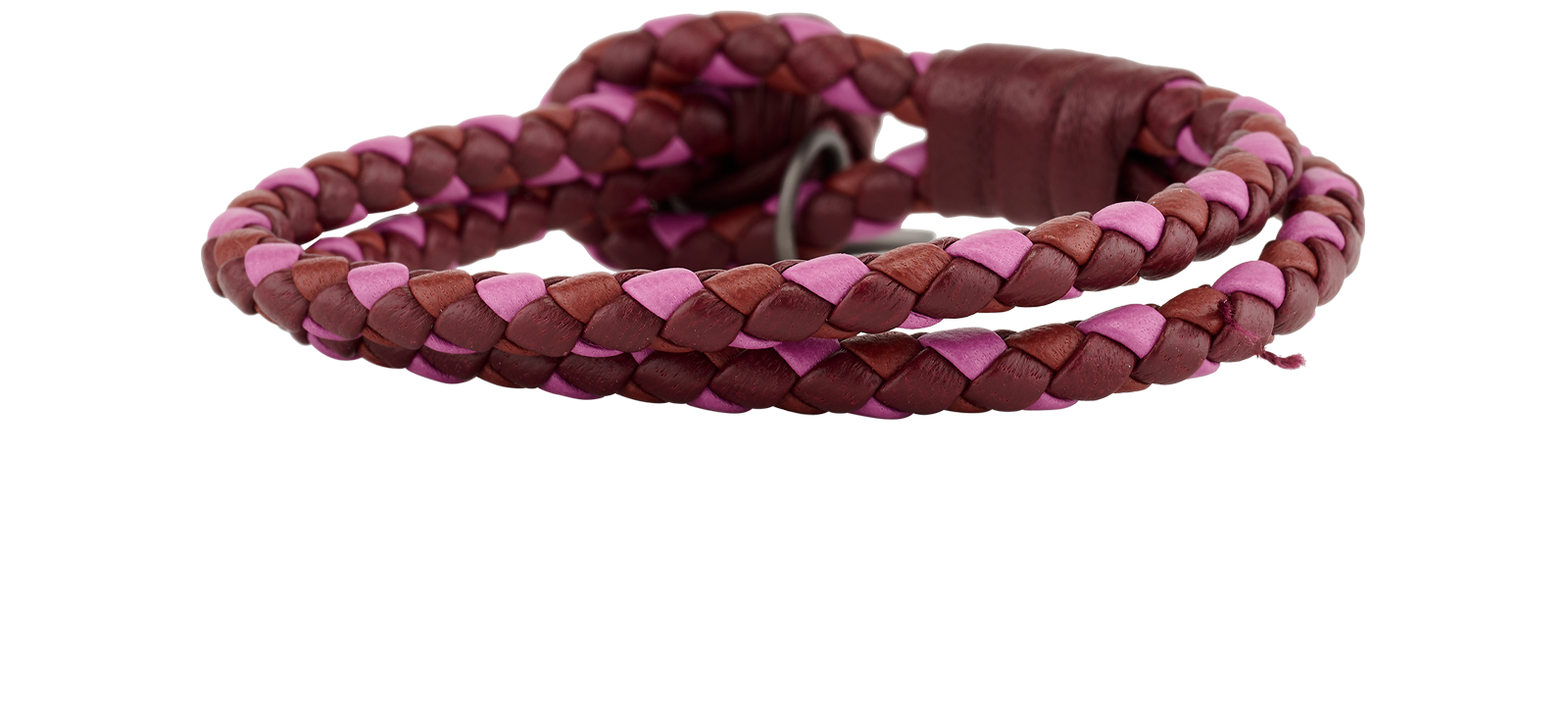 Bottega Veneta Intrecciato Double Warp Bracelet, &pound;150, Jewellery, Burgundy/Pink, Leather, Back view