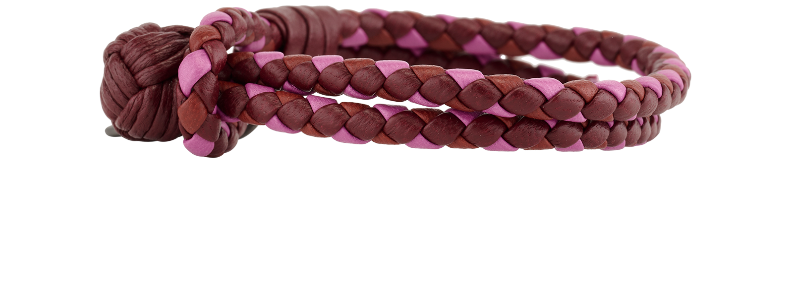 Bottega Veneta Intrecciato Double Warp Bracelet, &pound;150, Jewellery, Burgundy/Pink, Leather, Bottom view