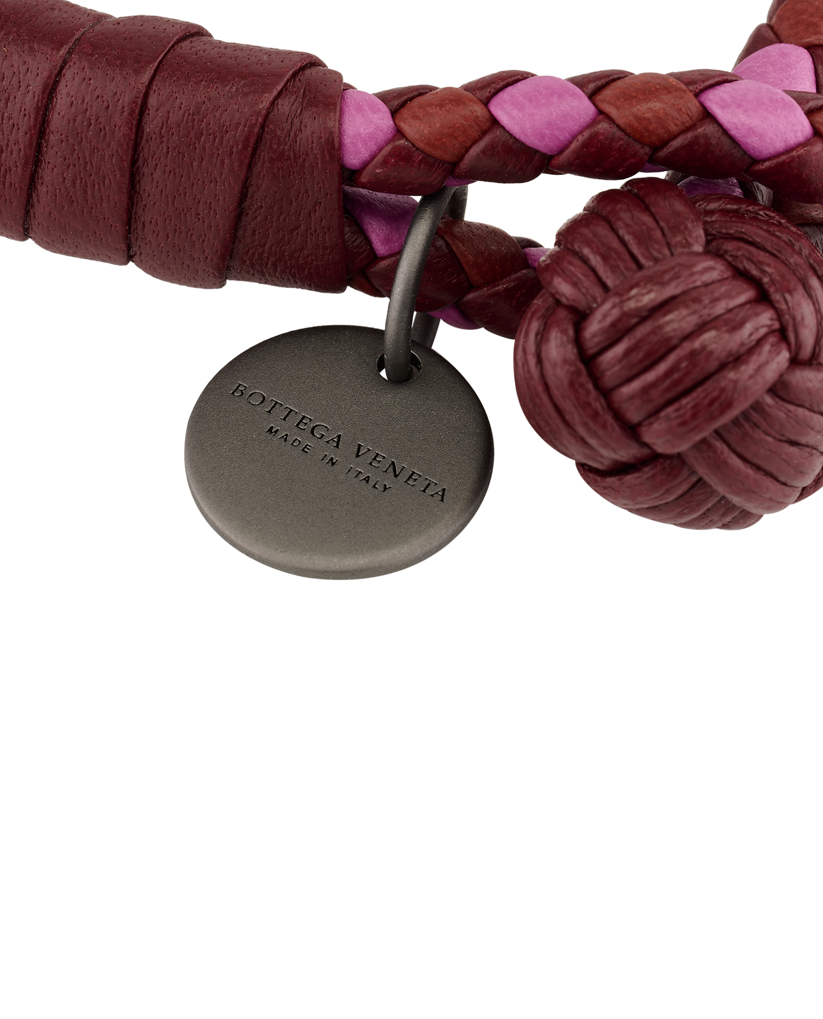 Bottega Veneta Intrecciato Double Warp Bracelet, &pound;150, Jewellery, Burgundy/Pink, Leather, Other view
