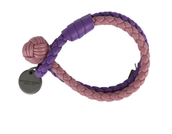 Bottega Veneta Intrecciato Double Knot Bracelet, Leather, Pink/Purple, 3*