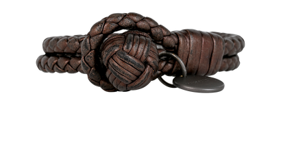 Bottega Veneta Braided Bracelet, &pound;90, Jewellery, Brown, Leather, Front view