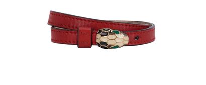 Bulgari Serpenti Forever Bracelet, £110, Jewellery, Red, Brass/Leather, Front view
