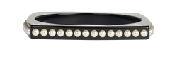 Chanel 15P Embellished Bangle, Acrylic/Faux Pearl, Black, DB, 2*
