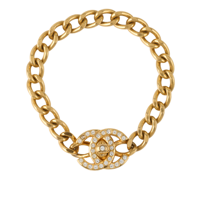 Chanel 96A Embellished CC Turnlock Bracelet, &pound;595, Jewellery, Gold, Brass, Front view