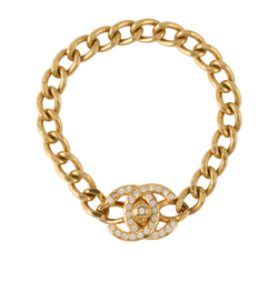 Chanel 96A Embellished CC Turnlock Bracelet, Brass, Gold, 2*