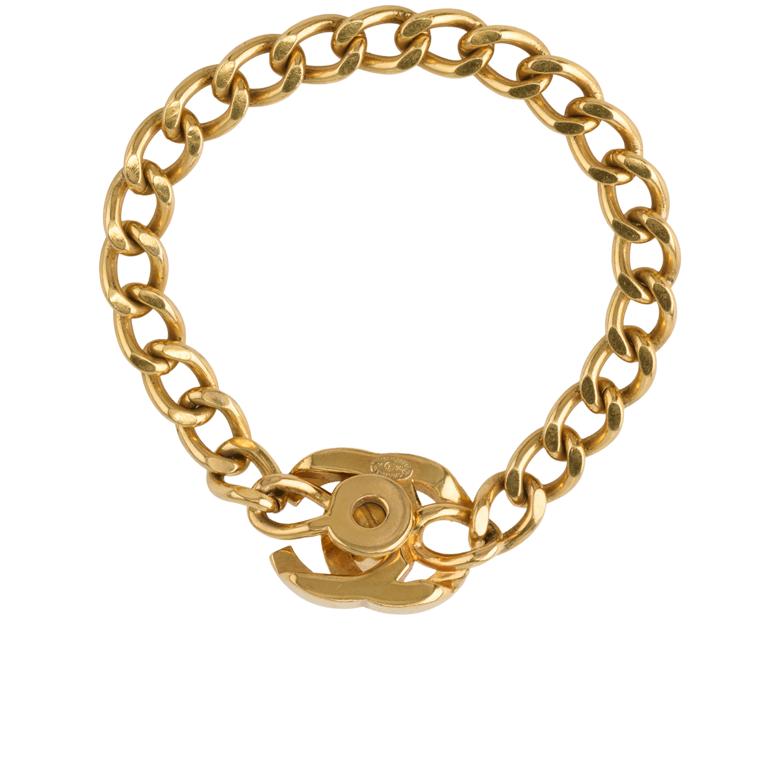 Chanel 96A Embellished CC Turnlock Bracelet, &pound;595, Jewellery, Gold, Brass, Back view