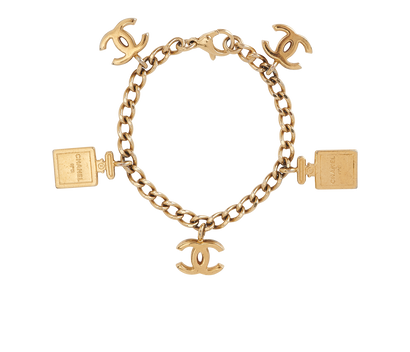 Chanel 02A CC Logo & Chanel No.5 Charm Bracelet, front view