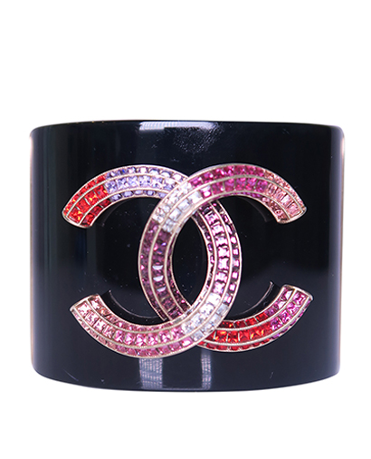 Chanel CC Crystal Wide Cuff Bracelet, front view