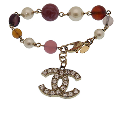 Chanel Beaded Crystal CC Bracelet, front view