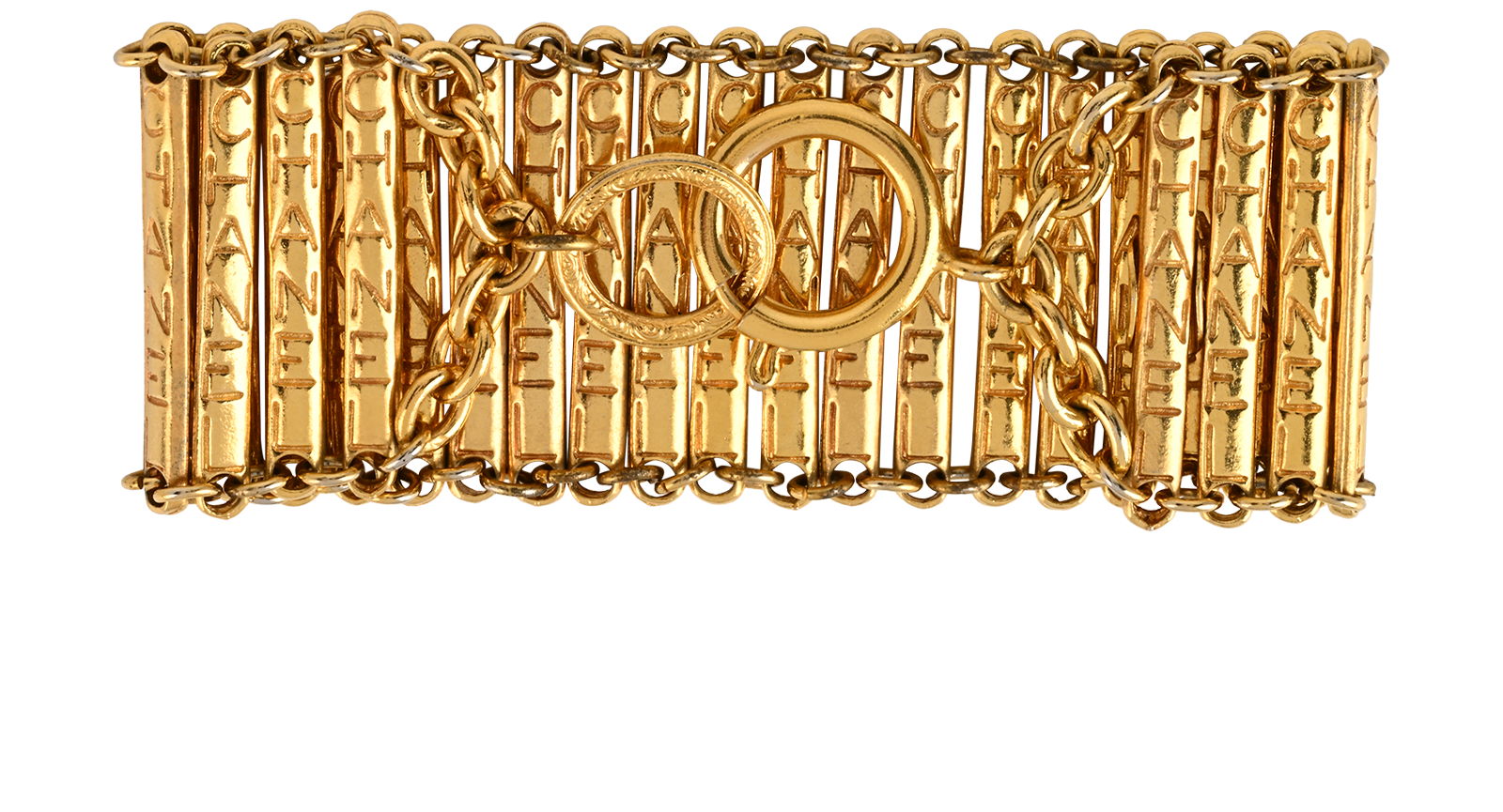 Chanel 1980 Logo Bar Link Chain Bracelet, &pound;750, Jewellery, Gold, Brass, Back view