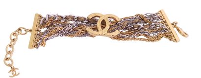 Chanel CC Chain Bracelet, &pound;625, Jewellery, Gold/Silver, Silver Plated/Yellow Gold Plated, Front view