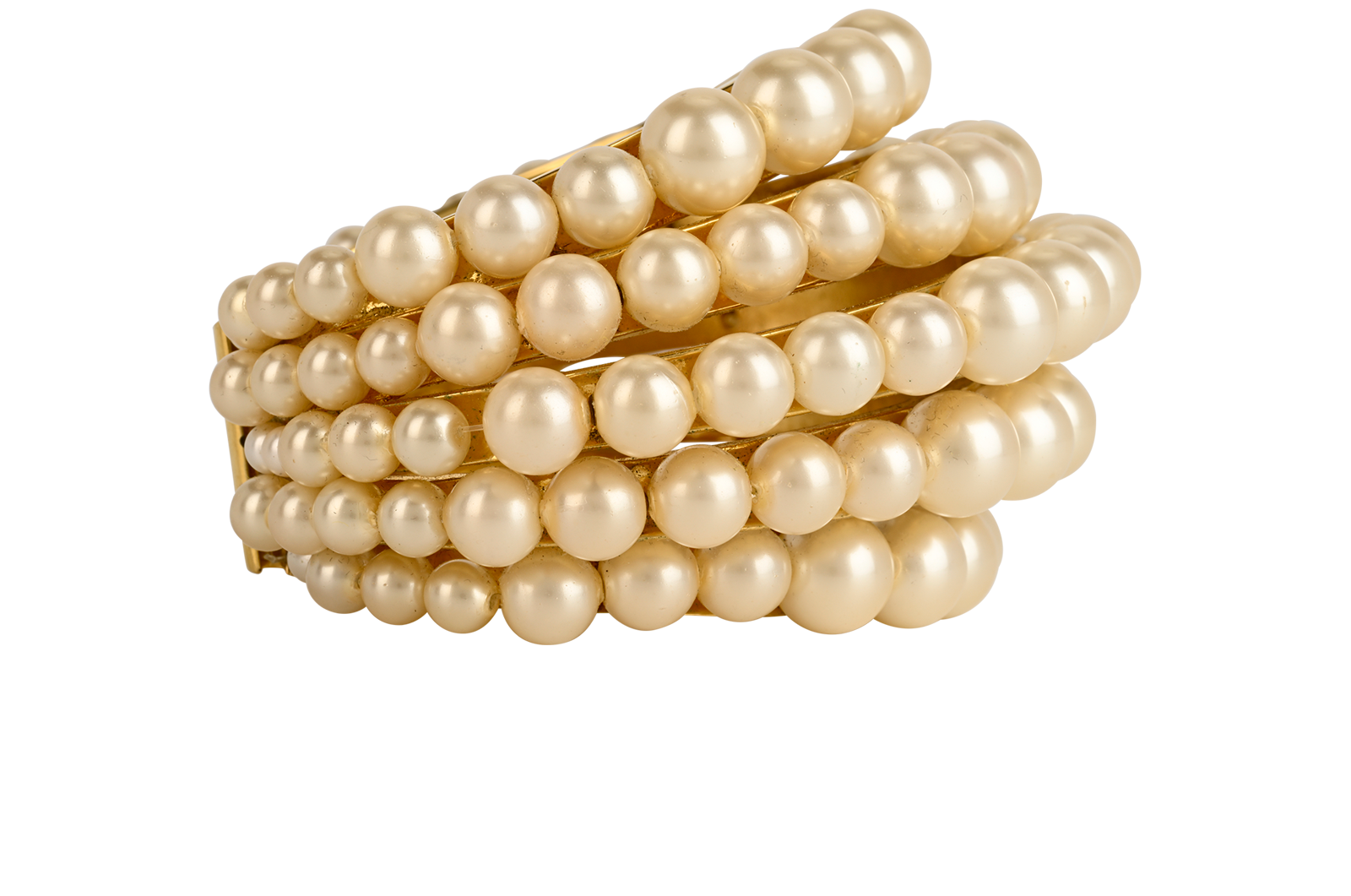 Chanel 1984 Pearl Cuff, &pound;1,300, Jewellery, Gold, Brass, Side view