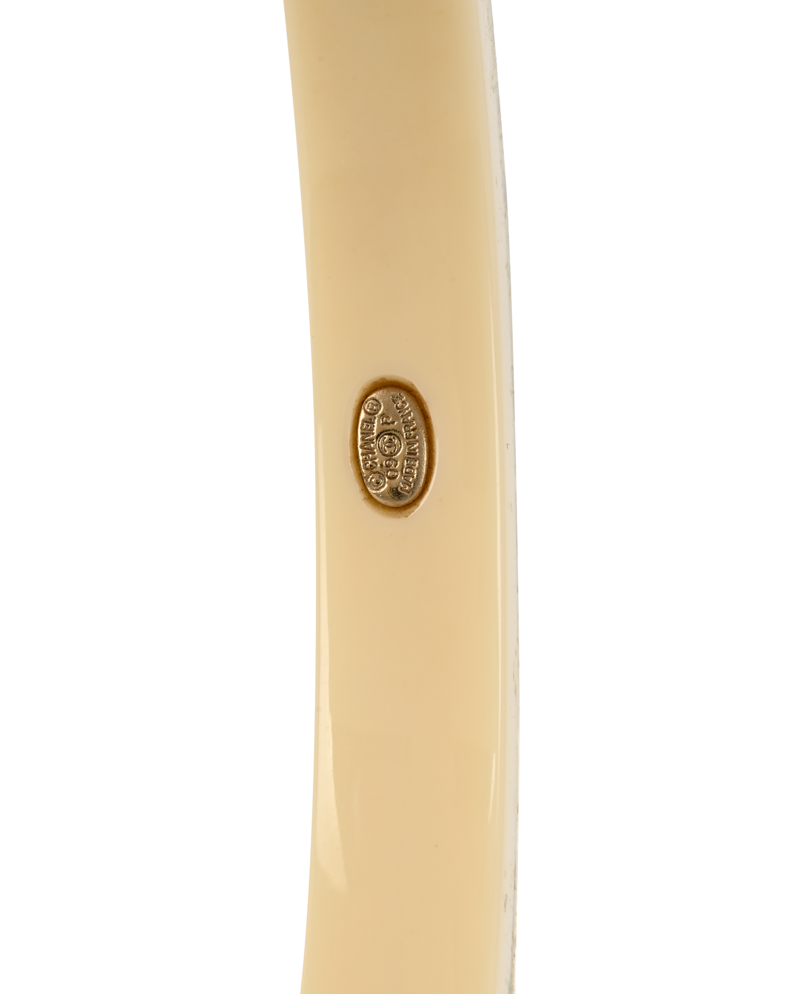 Chanel 09P CC Cuban Link Bangle, &pound;375, Jewellery, Cream/Gold, Resin, Other view