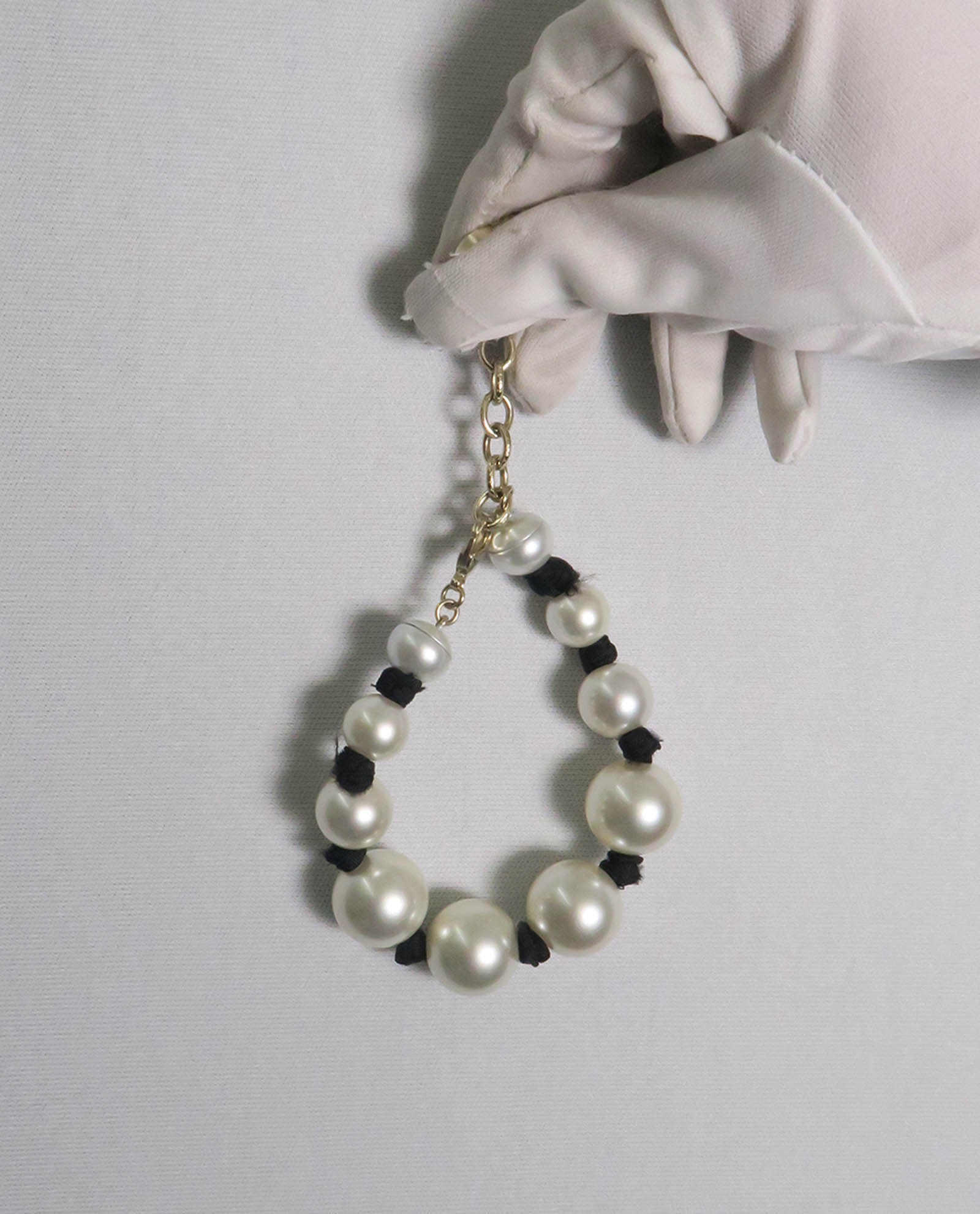 Chanel Ribbon Tie Pearl Bracelet With Box and DB, &pound;295, Jewellery, Black/White, Back view