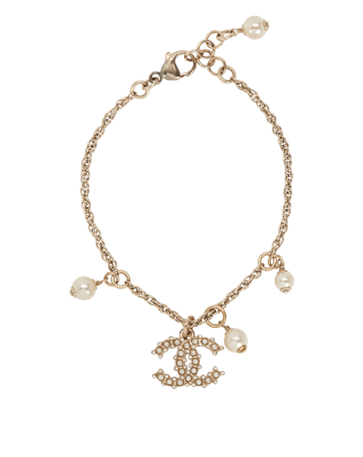 Chanel C19C Embellished CC Bracelet, &pound;450, Accessories, Gold, Brass/Faux Pearl, Front view