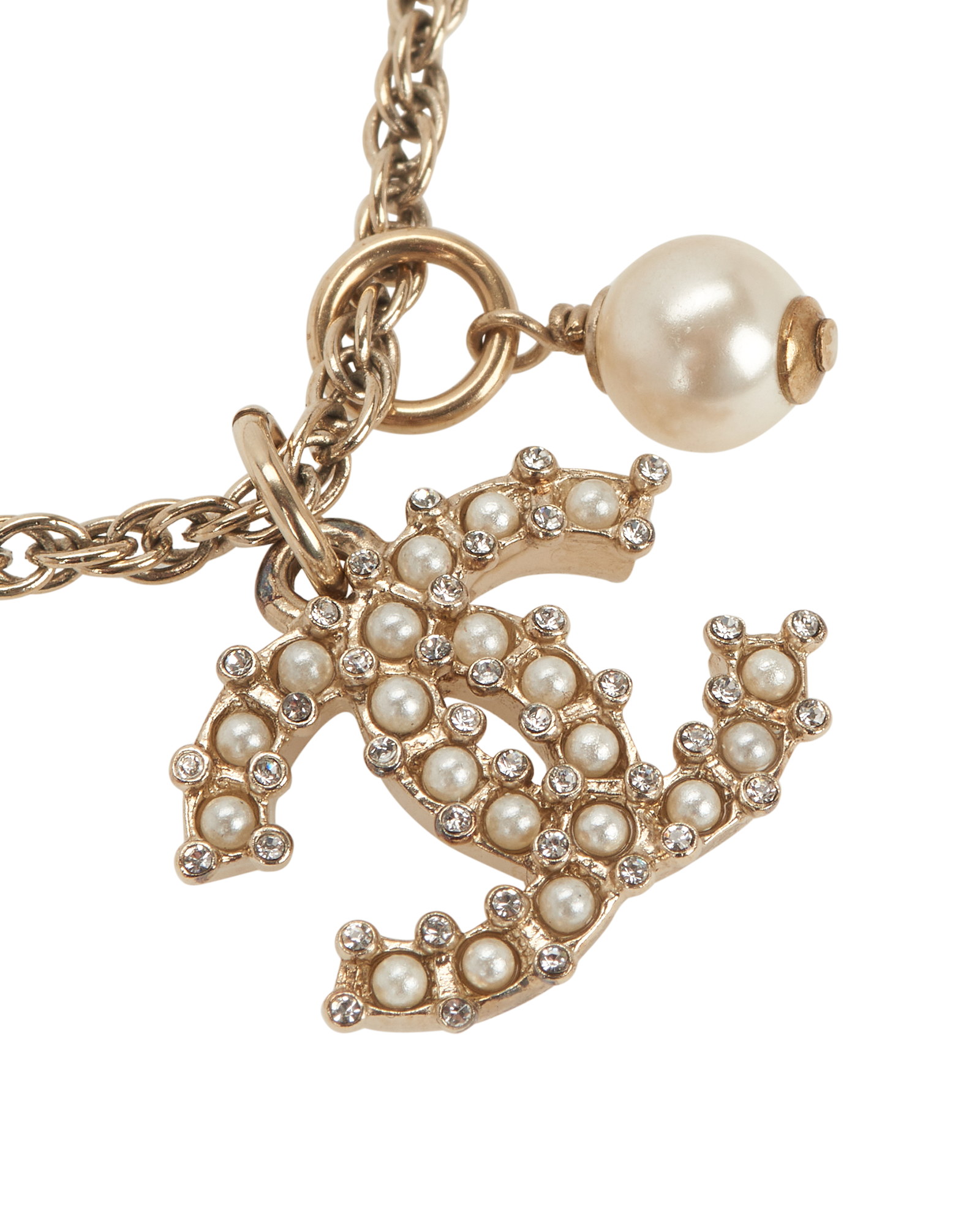Chanel C19C Embellished CC Bracelet, &pound;450, Accessories, Gold, Brass/Faux Pearl, Other view