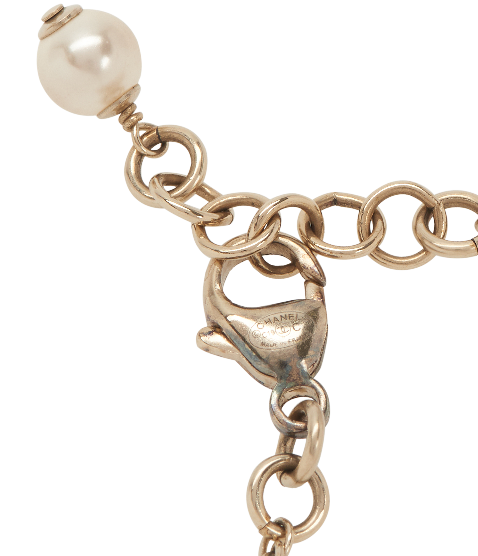 Chanel C19C Embellished CC Bracelet, &pound;450, Accessories, Gold, Brass/Faux Pearl, Other view