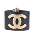 Chanel C18C CC Cuff, &pound;575, Jewellery, Navy, Leather, Front view