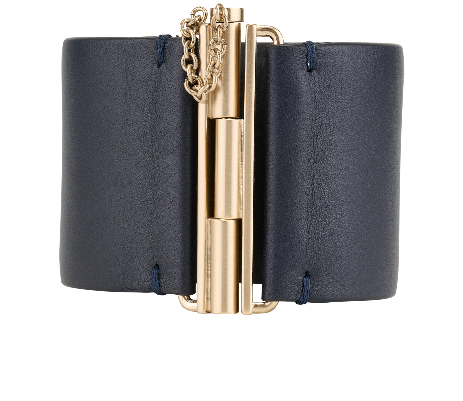 Chanel C18C CC Cuff, &pound;575, Jewellery, Navy, Leather, Back view
