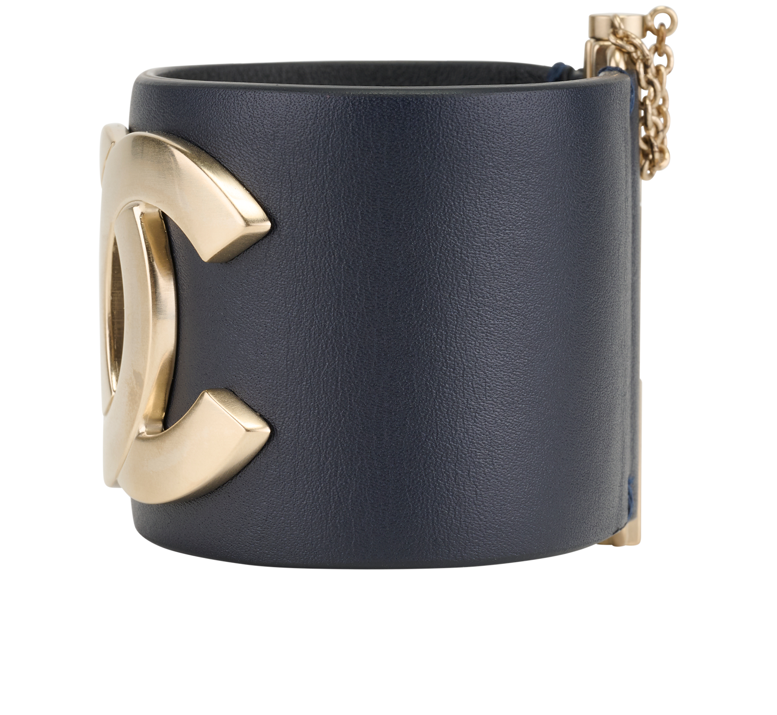 Chanel C18C CC Cuff, &pound;575, Jewellery, Navy, Leather, Bottom view
