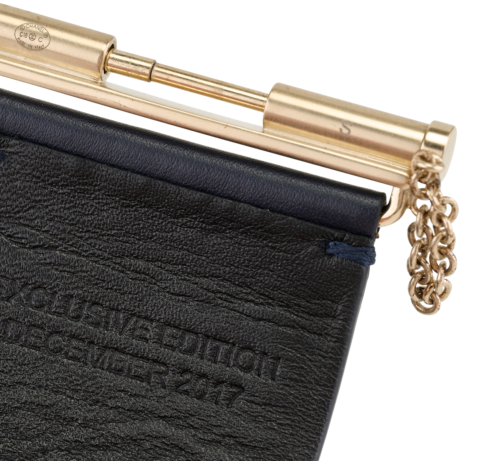 Chanel C18C CC Cuff, &pound;575, Jewellery, Navy, Leather, Other view