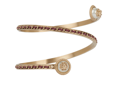 Chanel Wrap Bankle, &pound;495, Jewellery, Burgundy, Brass, Front view