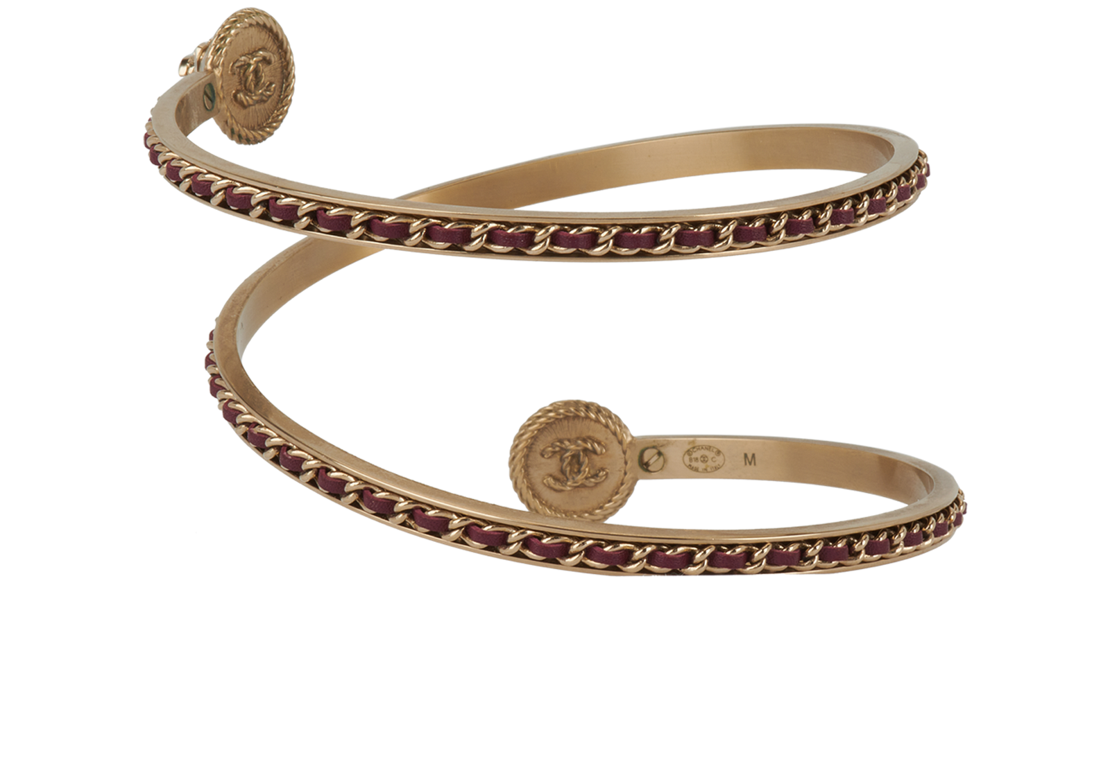 Chanel Wrap Bankle, &pound;495, Jewellery, Burgundy, Brass, Back view