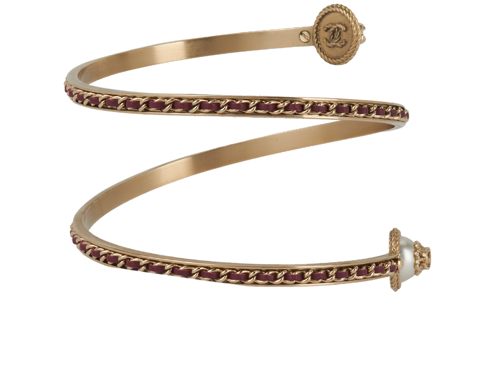 Chanel Wrap Bankle, &pound;495, Jewellery, Burgundy, Brass, Side view