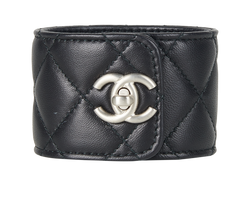 Chanel Twist Lock Quilted Cuff, Leather, Black, MIF, 3*