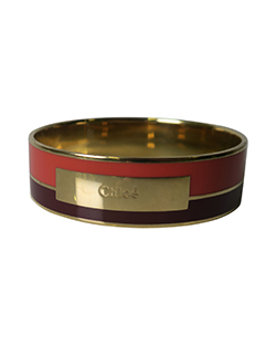 Chloe Striped Bracelet,Metal,Coral/Burgundy,DB,Box