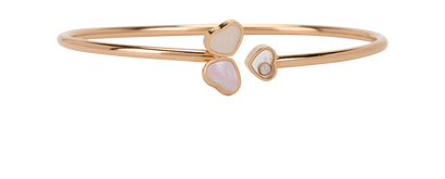 Chopard Happy Hearts Wings Bangle, &pound;2,400, Jewellery, Rose Gold, Mother of Pearl/Rose Gold, Front view
