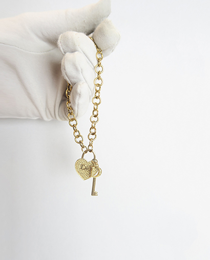 Christian Dior Trotter Heart+Key Charm Bracelet, front view