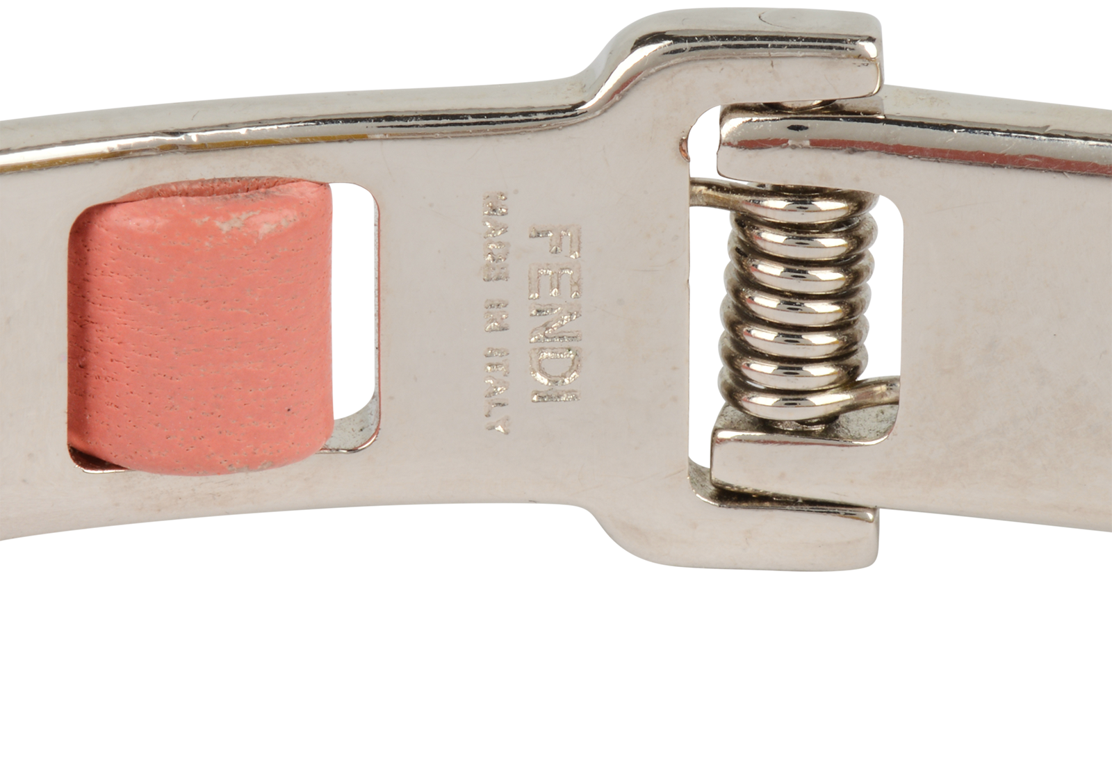 Fendi Fendista Bangle, &pound;120, Jewellery, Pink/Silver/Yellow, Brass/Leather, Other view