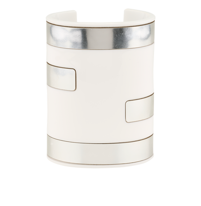 Fendi FF Wide Cuff, &pound;80, Jewellery, White, Acetate, Front view