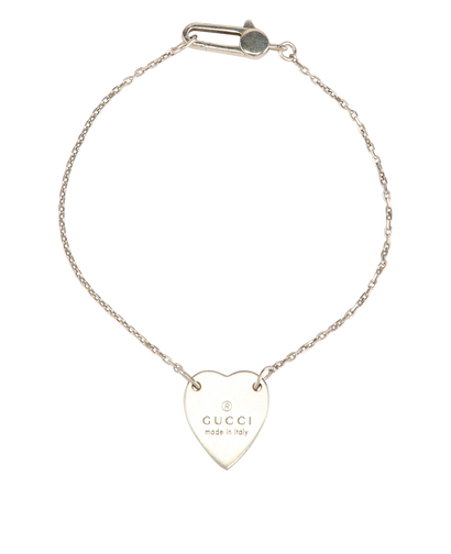 Gucci Heart Pendant Bracelet, &pound;120, Jewellery, Silver, Sterling Silver, Front view