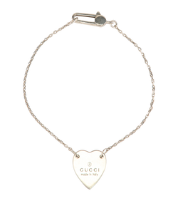 Gucci Heart Pendant Bracelet, Sterling Silver, Silver, DB/B, 2*