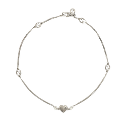 Gucci Heart GG Bracelet, Platinum/Diamonds, Silver, MII, 3*