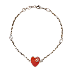 Gucci GG Heart Bracelets, Brass, Silver, DB/B, 4*