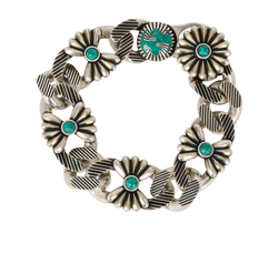 Gucci Interlocking G Flower Bracelet, Base Metal, Silver/Green, B/DB, 3*