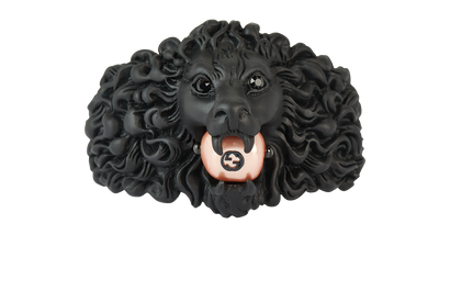 Gucci Lion Head Cuff Bracelet, &pound;110, Jewellery, Black, Brass/Resin, Front view