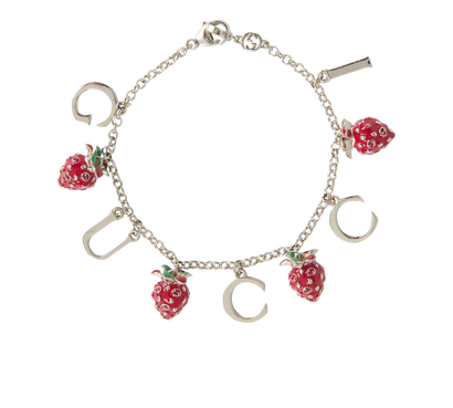 Gucci Logo Strawberries Charm Bracelet, front view
