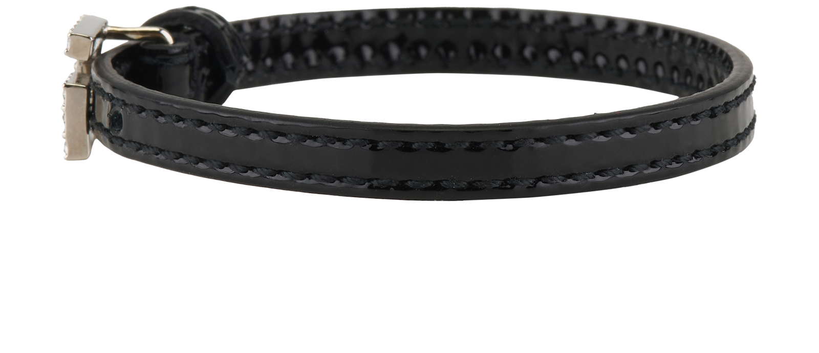 Gucci Embellished G Thin Bracelet, &pound;130, Jewellery, Black, Patent Leather, Bottom view