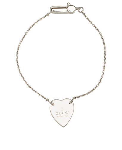 Gucci Heart Pendant Trademark Bracelet, &pound;120, Jewellery, Silver, Sterling Silver, Front view